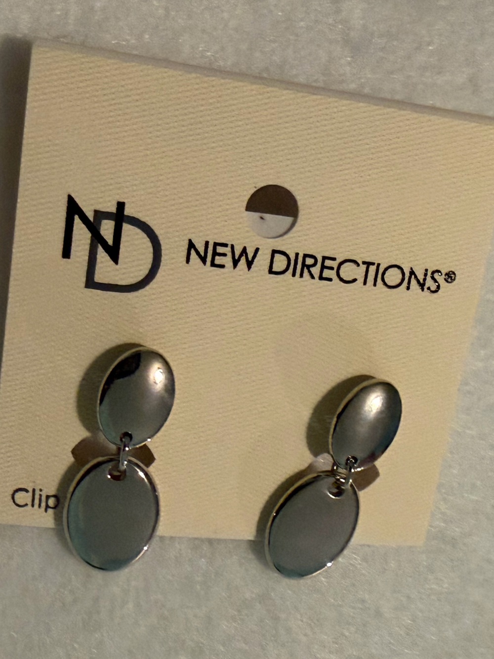 New Directions Silver Double Oval Clip-On Earrings